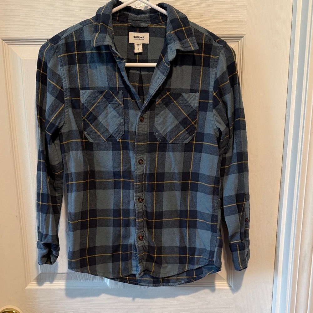 Sonoma Kids Blue Plaid Button Down Shirt